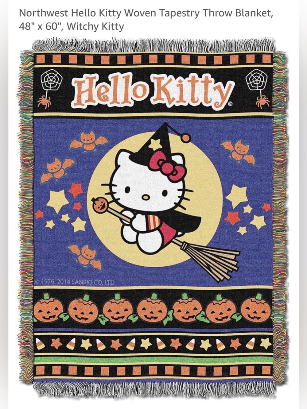 Sanrio Hello Kitty Halloween Throw Blanket - Purple, Black, Orange, Yellow